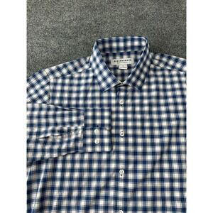 Mizzen Main Leeward Button Up Shirt Men Small Blue White Check Plaid Performance
